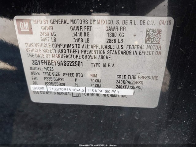 2010 CADILLAC SRX 3GYFNBEY9AS622901 Photo 8