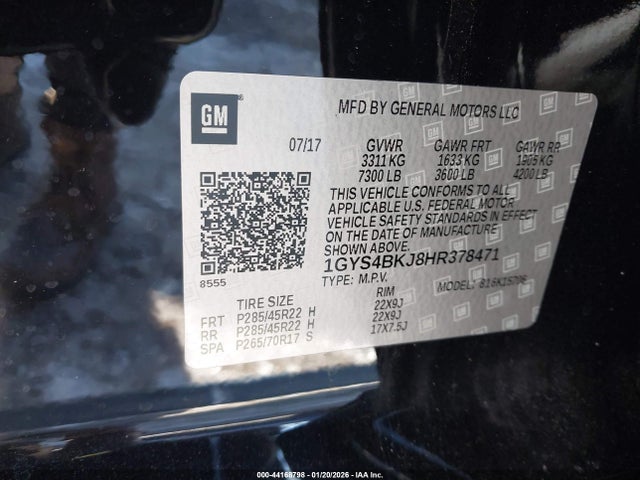 44168798 :رقم المزاد ، 1GYS4BKJ8HR378471 vin ، 2017 Cadillac Escalade Luxury مزاد بيع