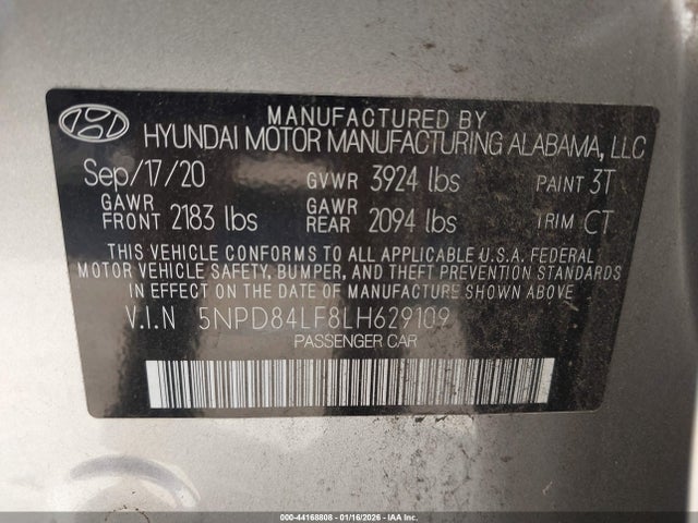 5NPD84LF8LH629109 Hyundai Elantra Value Edition