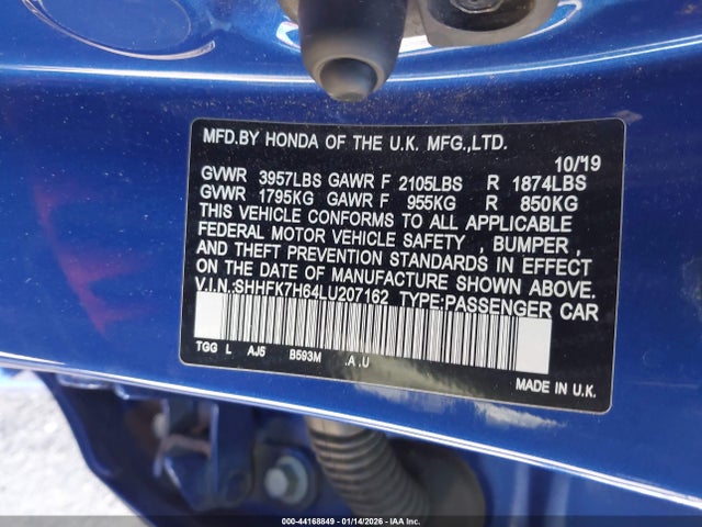 SHHFK7H64LU207162 Honda CIVIC EX