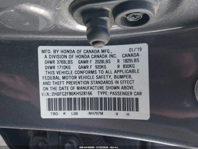 Honda Civic Sport 2019 2HGFC2F86KH528166 Image 9