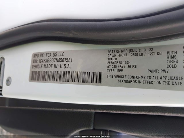 2022 JEEP GRAND CHEROKEE 1C4RJGBG7N8567581 Photo 8