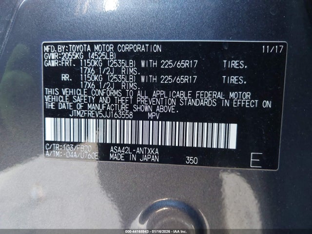 JTMZFREV5JJ163558 Toyota RAV4 LE