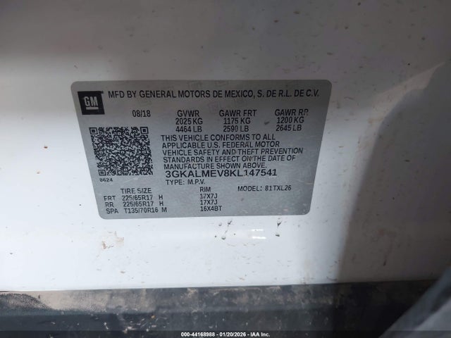 3GKALMEV8KL147541 GMC Terrain Sle