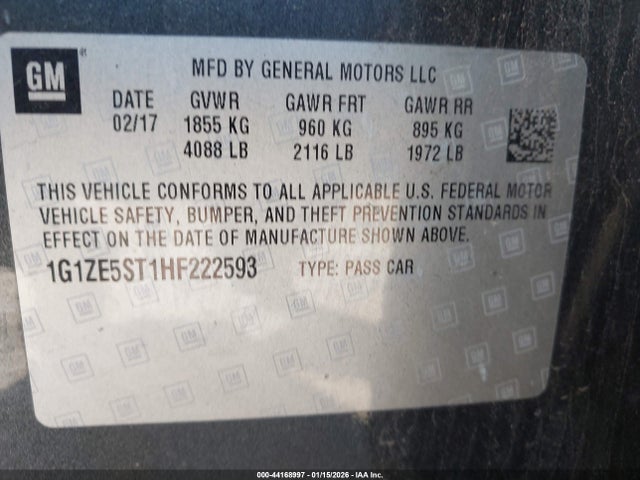 1G1ZE5ST1HF222593 Chevrolet MALIBU 1LT
