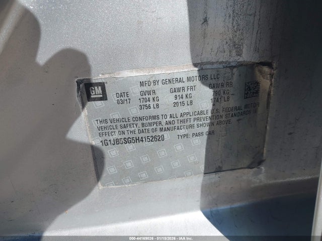 1G1JB5SG5H4152620 Chevrolet Sonic Ls Auto