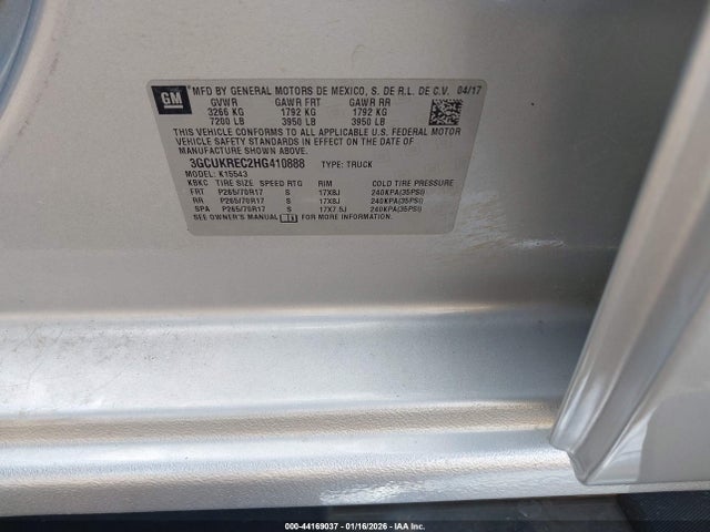3GCUKREC2HG410888 Chevrolet Silverado 1500 1lt