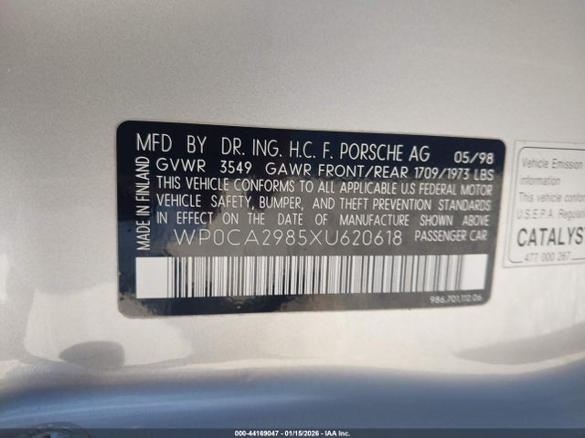 1999 PORSCHE BOXSTER WP0CA2985XU620618 Photo 8