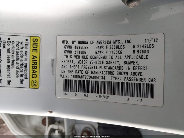 2013 ACURA TL 19UUA8F27DA004134 Photo 8