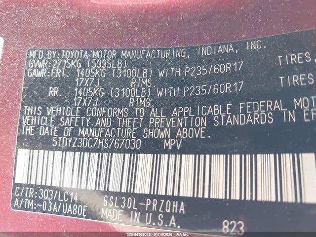 2017 TOYOTA SIENNA 5TDYZ3DC7HS767030 Photo 8