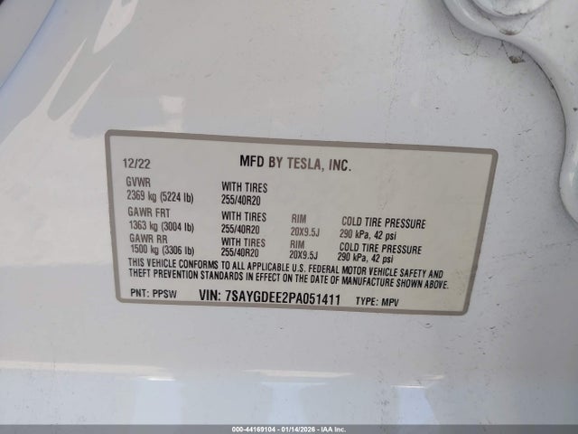 2023 TESLA MODEL Y 7SAYGDEE2PA051411 Photo 8