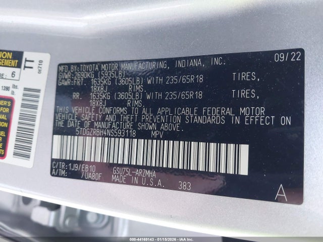 2022 TOYOTA HIGHLANDER 5TDGZRBH4NS593118 Photo 8