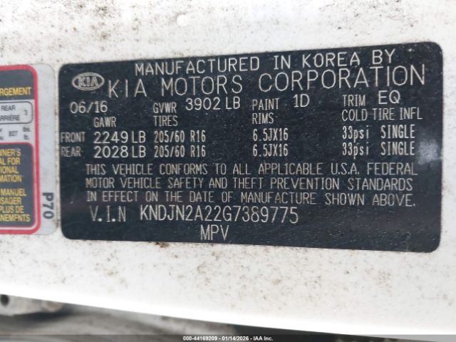 2016 KIA SOUL KNDJN2A22G7389775 Photo 8