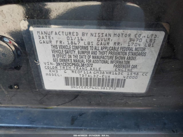 Nissan Versa Note Sv 2016 3N1CE2CP6GL381372 Image 9