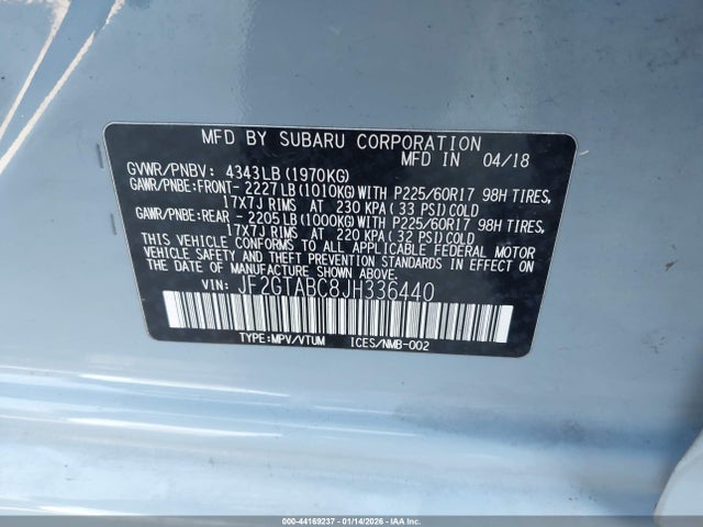 Subaru Crosstrek 2.0i Premium 2018 JF2GTABC8JH336440 Image 9