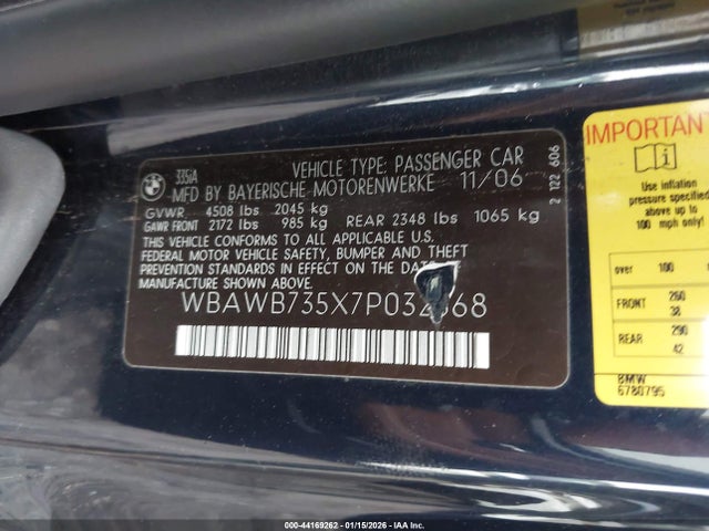 2007 BMW 335I WBAWB735X7P032568 Photo 8