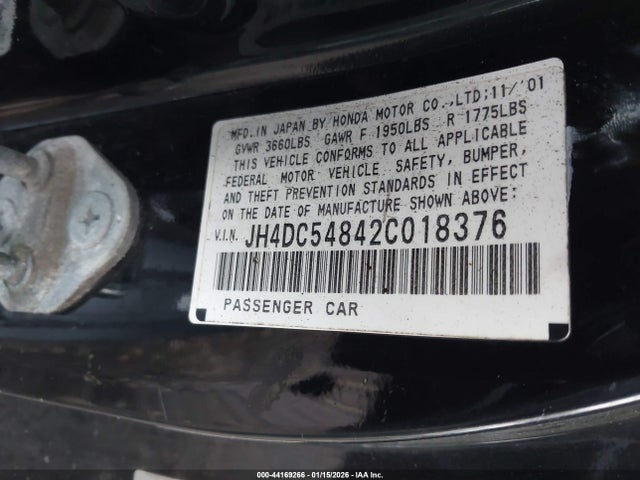 Aukcja sprzedaży 2002 Acura Rsx, vin: JH4DC54842C018376, numer aukcji: 44169266