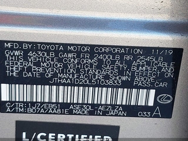Продаж на аукціоні авто 2020 Lexus Is 300, vin: JTHAA1D20L5103833, номер лоту: 44169306