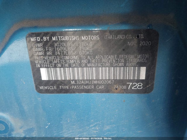 2021 MITSUBISHI MIRAGE ML32AUHJ1MH002067 Photo 8