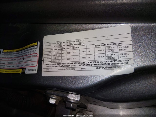 1C4PJMDS1FW524326 Jeep Cherokee Limited