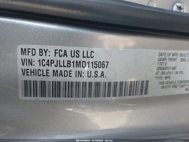 1C4PJLLB1MD115067 Jeep Cherokee Latitude Plus Fwd
