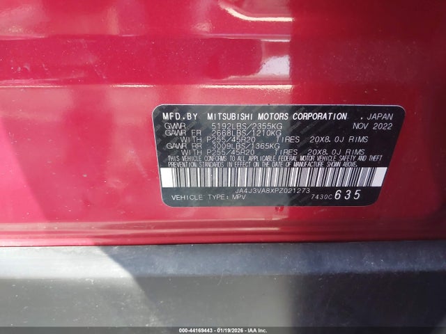 2023 MITSUBISHI OUTLANDER JA4J3VA8XPZ021273 Photo 8