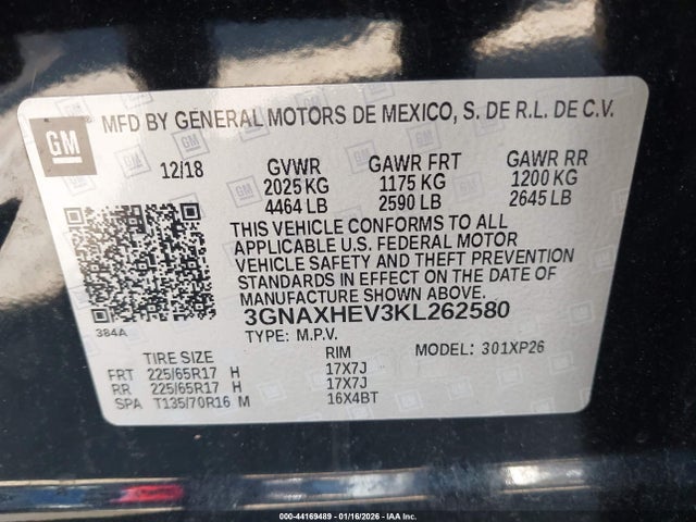 Chevrolet EQUINOX LS 2019 3GNAXHEV3KL262580 Image 9