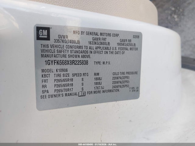 2008 CADILLAC ESCALADE ESV 1GYFK668X8R225838 Photo 8