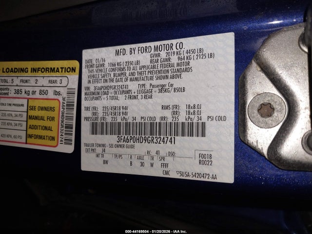 Ford FUSION SE 2016 3FA6P0HD9GR324741 Image 9