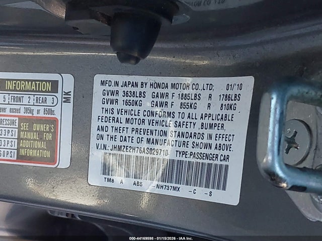 2010 HONDA INSIGHT JHMZE2H76AS029710 Photo 8