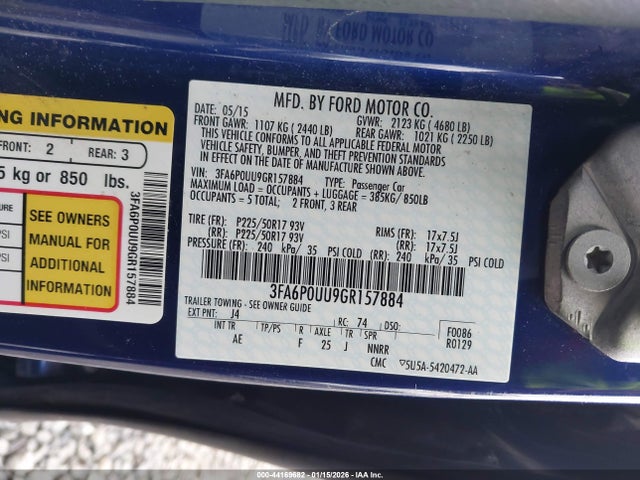 Ford Fusion Hybrid S 2016 3FA6P0UU9GR157884 Image 9