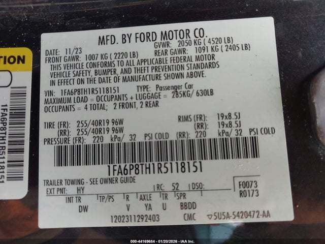 2024 FORD MUSTANG 1FA6P8TH1R5118151 Photo 8