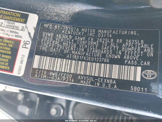 Toyota Camry Hybrid Le 2014 4T1BD1FK3EU123766 Image 9