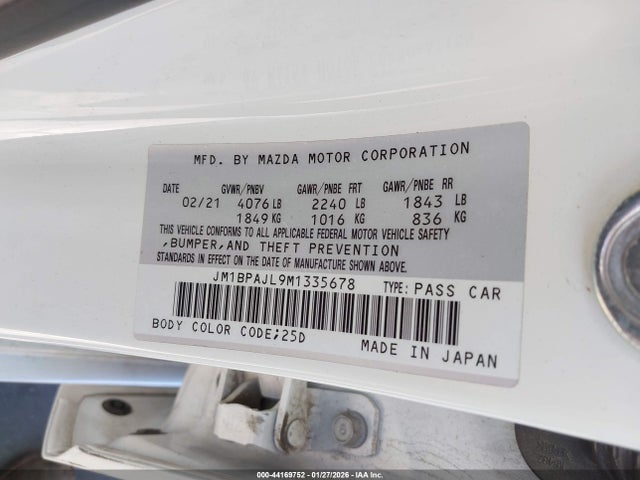 JM1BPAJL9M1335678 Mazda Mazda3 2.5 S
