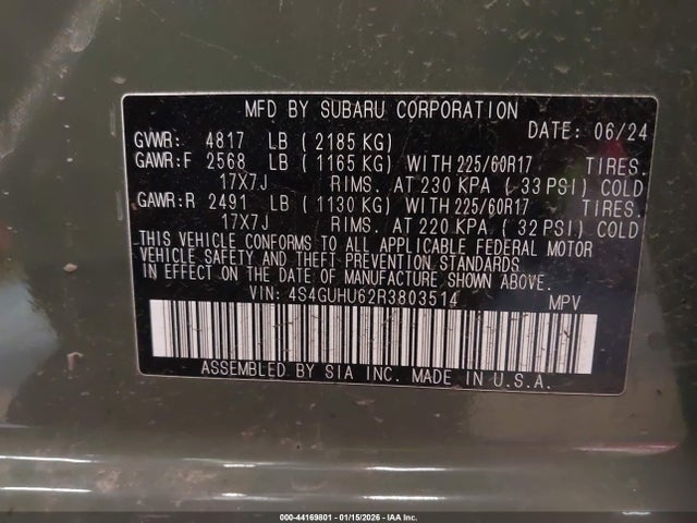 4S4GUHU62R3803514 Subaru Crosstrek Wilderness