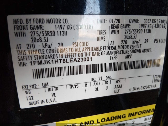 1FMJK1HT8LEA23001 Ford Expedition Xlt Max