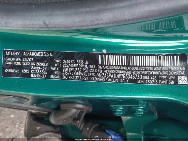 2024 ALFA ROMEO TONALE ZASPATDW7R3046730 Photo 8