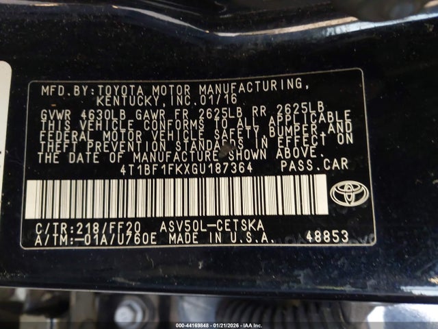 4T1BF1FKXGU187364 Toyota CAMRY SE