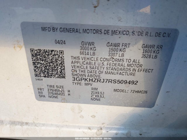 3GPKHZRJ7RS509492 Honda Prologue Elite