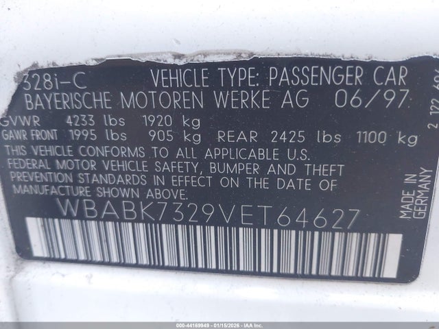 1997 BMW 328IC WBABK7329VET64627 Photo 8