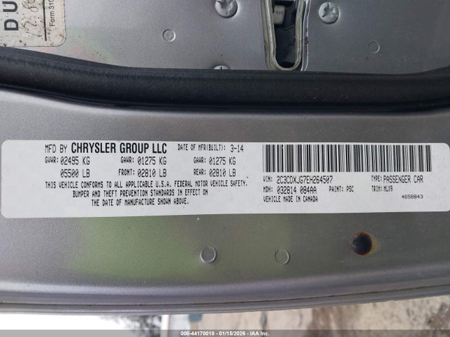 2C3CDXJG7EH264507 Dodge Charger Sxt Plus