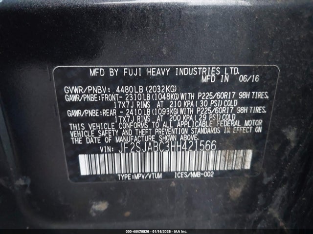 JF2SJABC3HH421566 Subaru Forester 2.5i