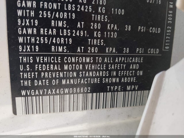 WVGAV7AX4GW096602 Volkswagen Tiguan R-line