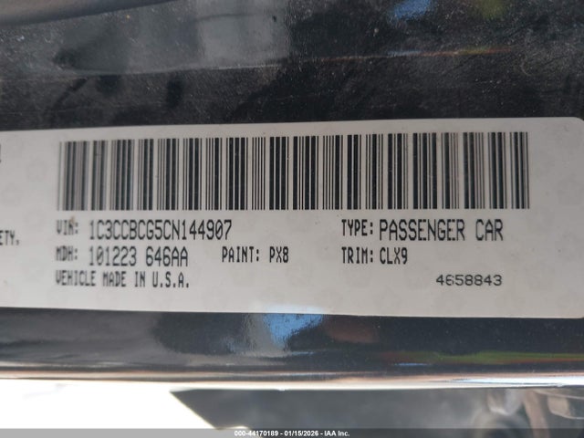 2012 Chrysler 200 Limited მანქანა იყიდება აუქციონზე, vin: 1C3CCBCG5CN144907, აუქციონის ნომერი: 44170189
