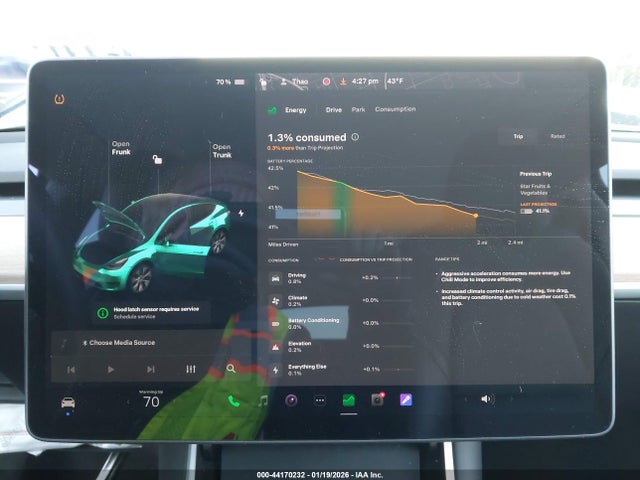 2021 Tesla Model Y Long Range Dual Motor All-wheel Drive მანქანა იყიდება აუქციონზე, vin: 5YJYGDEEXMF095166, აუქციონის ნომერი: 44170232