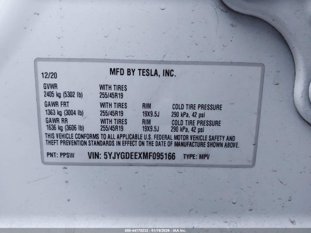 2021 TESLA MODEL Y 5YJYGDEEXMF095166 Photo 8
