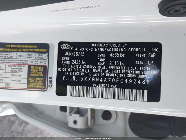 5XXGN4A70FG492488 KIA OPTIMA EX