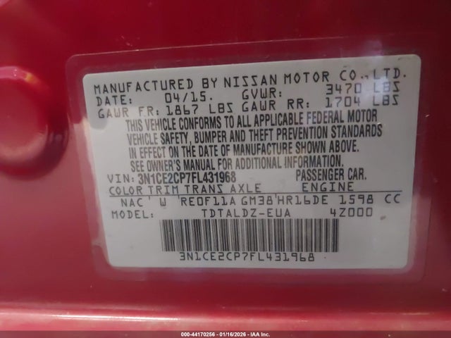 Nissan Versa Note Sv 2015 3N1CE2CP7FL431968 Image 9