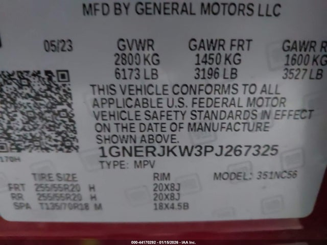 1GNERJKW3PJ267325 Chevrolet Traverse Fwd Rs
