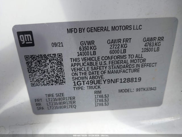 1GT49UEY9NF128819 GMC Sierra 3500hd 4wd Long Bed Slt